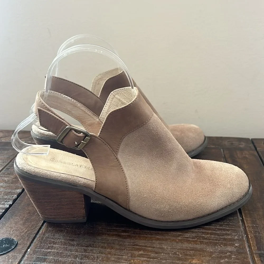 Chocolate Blu Abis Leather Cut Out Boot Slingback Size 8